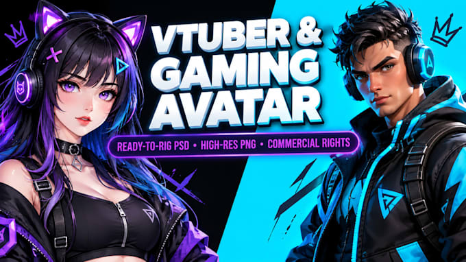 create custom ai vtuber avatar, stylized 2d 3d gaming characters, twitch avatar