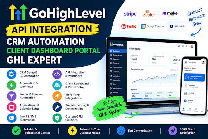 gohighlevel api integration CRM automation client dashboard portal ghl expert