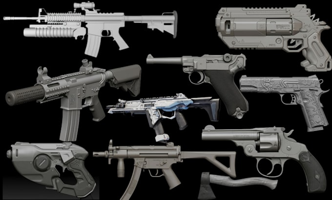 scuplt 3d cosplay weapons props 3d airsoft gun model accessory for 3d printing