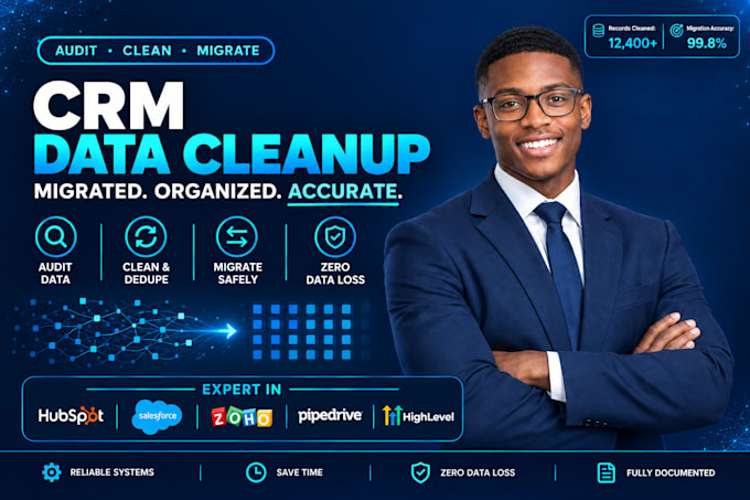 clean or migrate crm data hubspot salesforce zoho pipedrive gohighlevel database