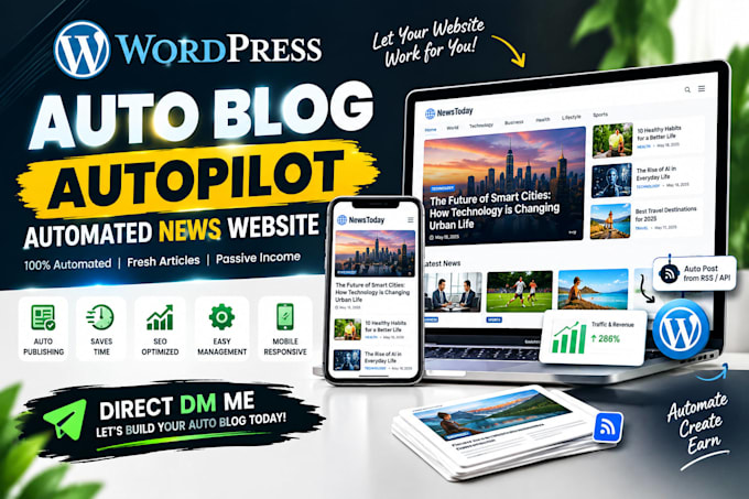 create wordpress autoblog or autopilot automated news website