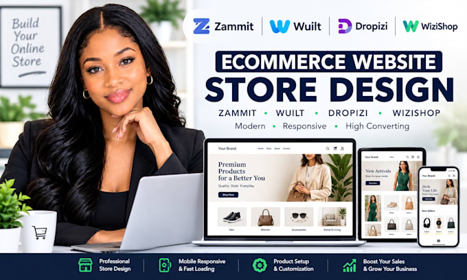 create zammit wuilt dropizi wizishop ecommerce website store design