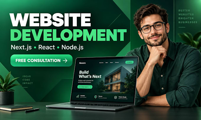 do next js website development react node js landing page full stack web app