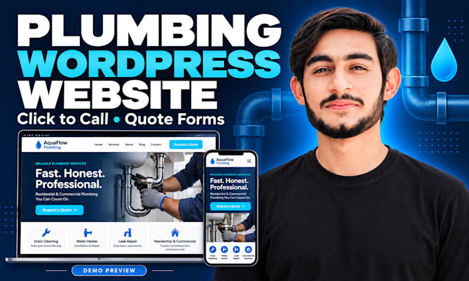 build a plumbing website in wordpress with a quote request form