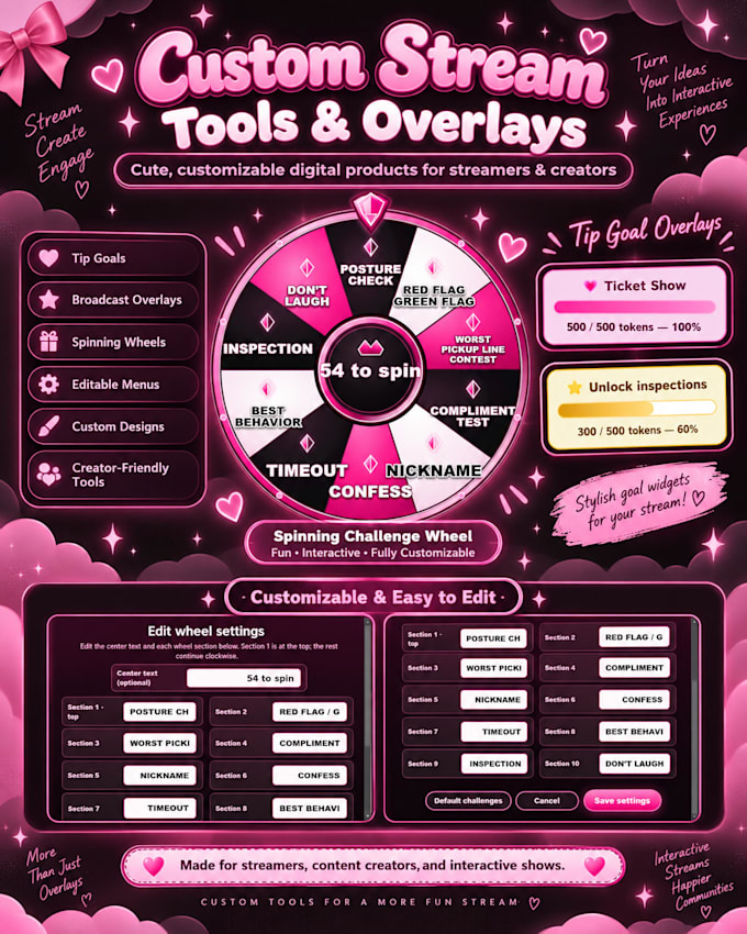 create custom tip menus, tip goals, and obs overlays