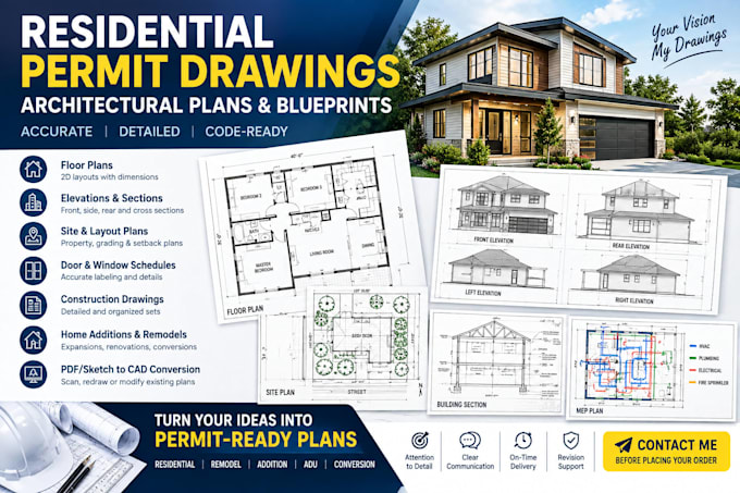 create permit drawings, architectural plans and blueprints