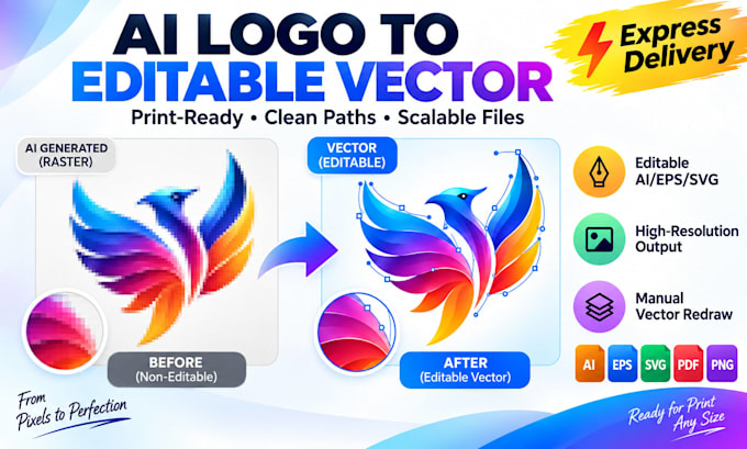 convert your ai generated logo into editable print ready vector files