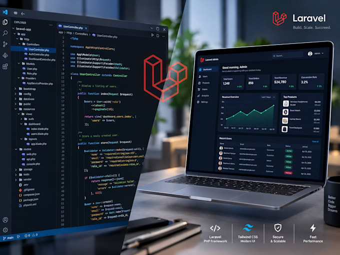 a custom full stack web application using laravel or nodejs