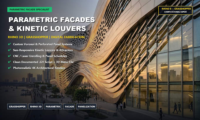 design 3d parametric facade panel pattern rhino grasshopper