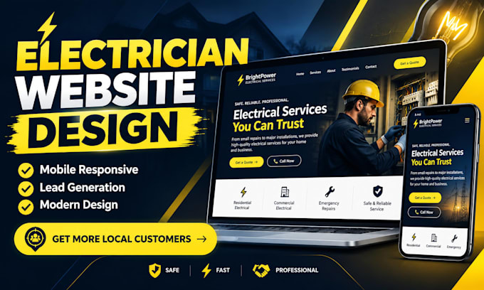 design a modern electrician website for your business