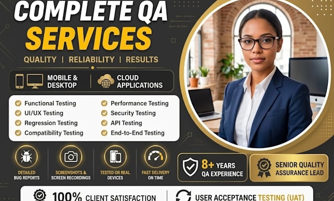 do qa testing, website testing, android app, app review and ios app marketing