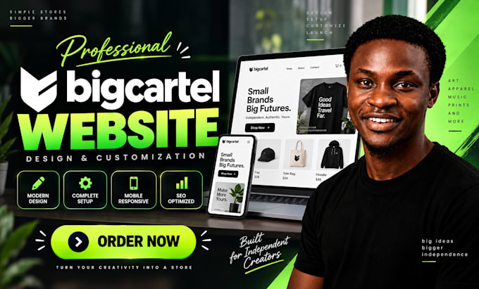 setup, redesign big cartel, fix big cartel, ecwid, big commerce opencart shopify