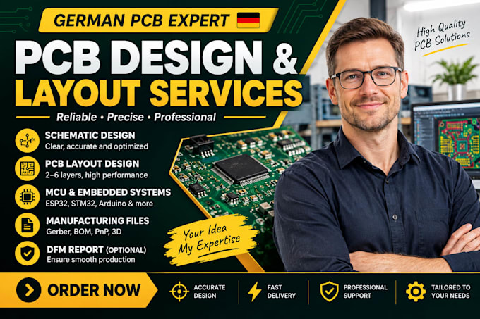 design esp32 pcb board, pcb layout, schematics design, iot and production files