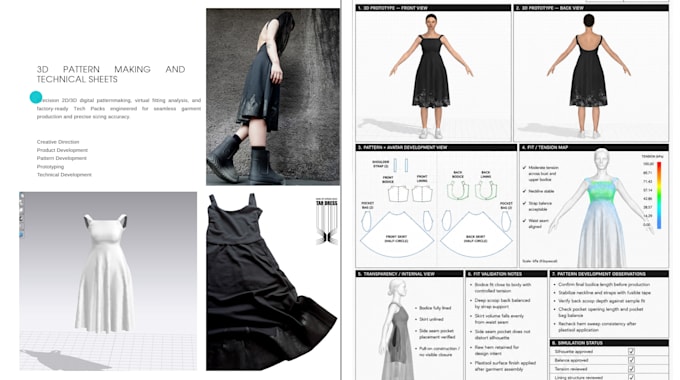 do 3d garment design, digital patternmaking and tech pack