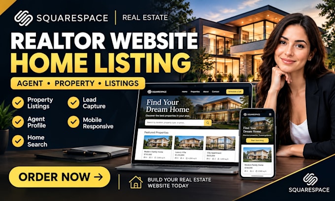 build squarespace realtor website home listing  agent website