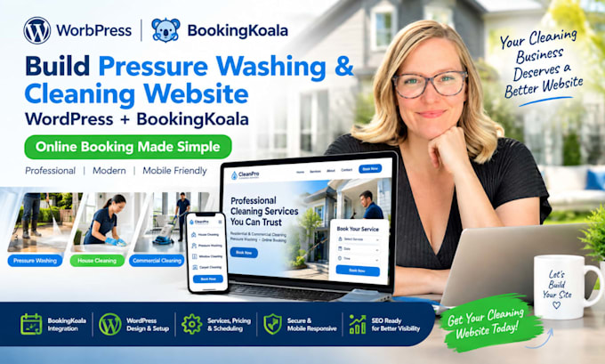 pressure washing, cleaning website wordpress booking koala cleaning booking