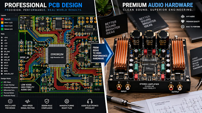 design audio pcb amplifier preamp dac mixer and audio electronics