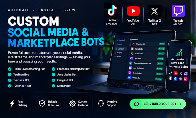 build facebook marketplace bot, auto listing bot, craigslist bot, mercari bot