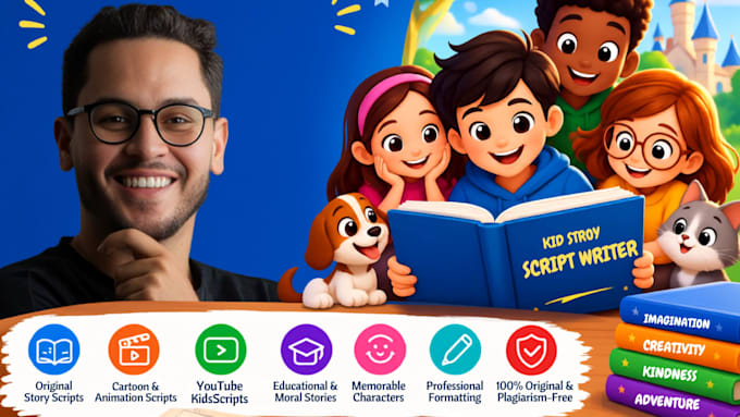 write kids story, cartoon script, animation script, children story, kids script