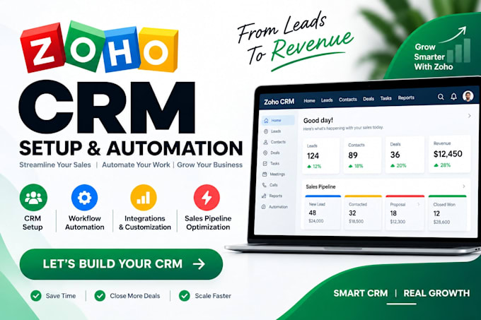 setup zoho CRM, workflow automation and optimize sales pipeline