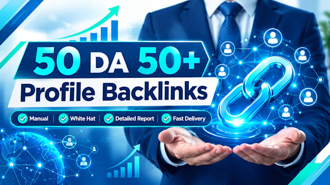 build 50 premium profile backlinks on high da websites