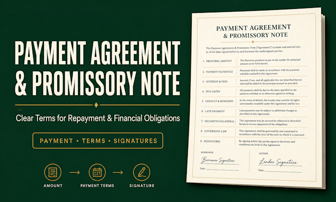 draft a legally binding payment agreement or promissory note