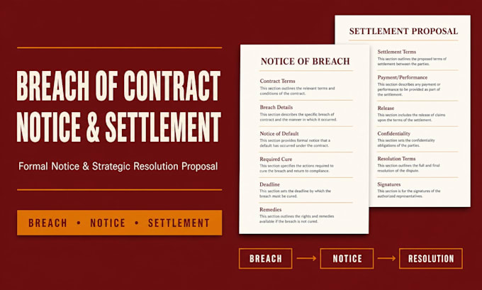 draft a breach of contract notice and settlement proposal