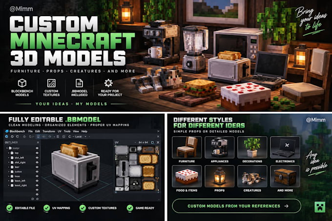build custom minecraft blockbench models