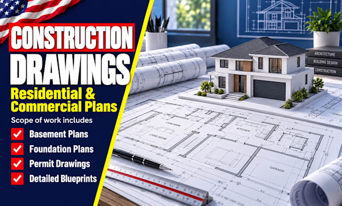 do construction drawing, basement plan, foundation plan blueprint drawing