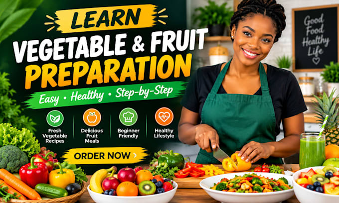 teach you how to prepare healthy vegetable and fruit meals step by step