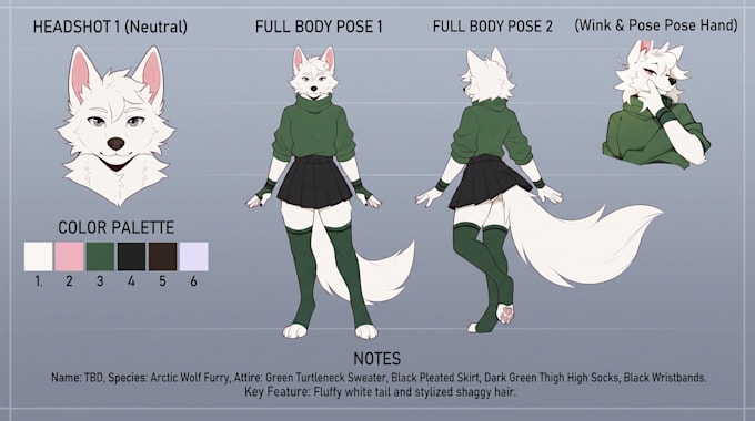 create a custom furry reference sheet for your fursona or furry oc