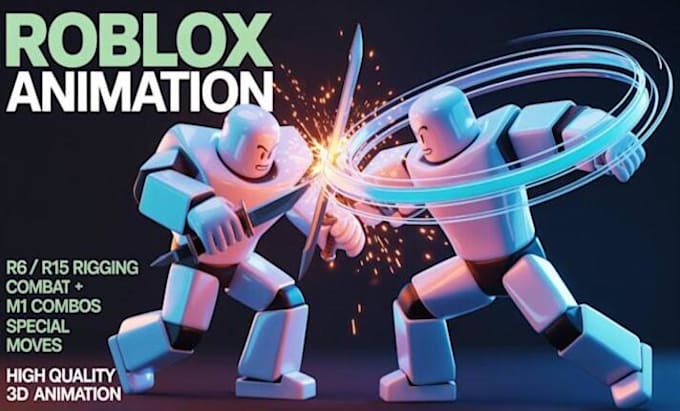 create custom roblox combat, movement and character animations, r6 r15 combat