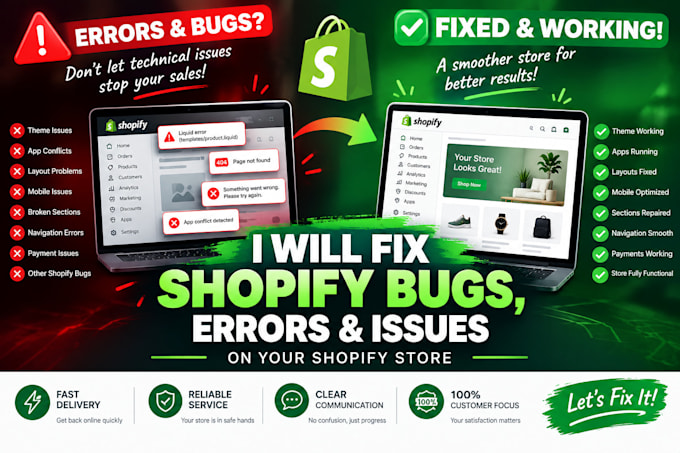 shopify bug fix shopify website shopify speed shopify developer