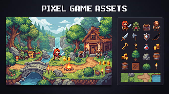 create pixel art game assets, sprites, and characters for your 2d game