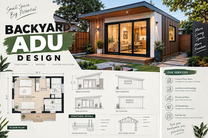 design a detached backyard adu permit drawing set