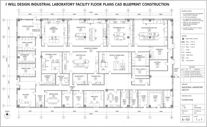 design industrial laboratory facility floor plans cad blueprint construction
