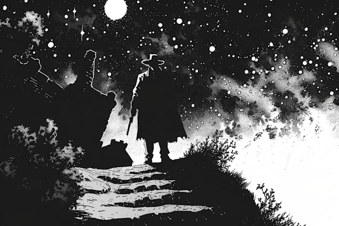 make noir horror and dark comic book illustrations