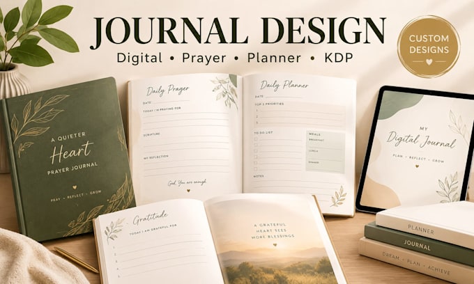 do journal design, digital journal, prayer journal, planner design, kdp journal