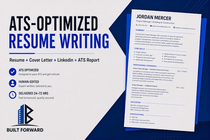 write an ats friendly construction and engineering resume and cover letter
