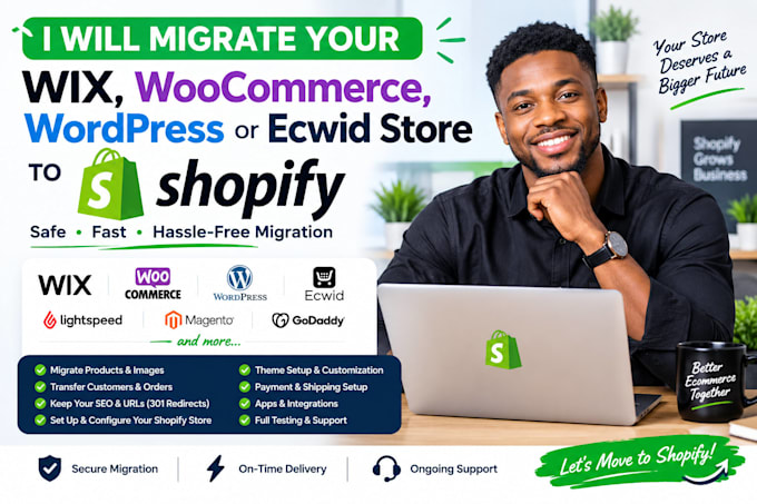 migrate wordpress lightspeed ecwid store to wix woocommerce to shopify migration