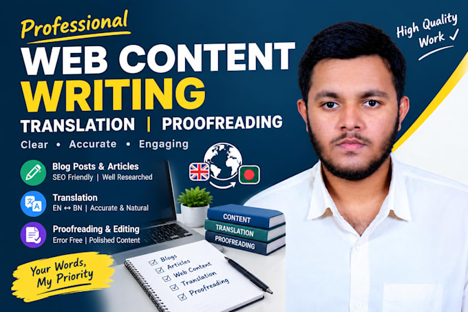 do writing and translation, website content
