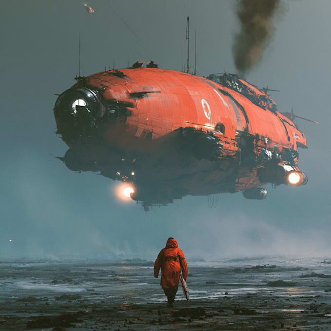design futuristic spaceship artwork for you