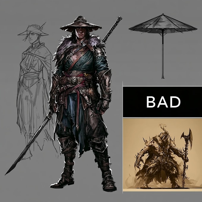 design a fantasy, dark fantasy character concept