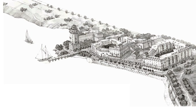 create a custom architectural illustration or urban sketch