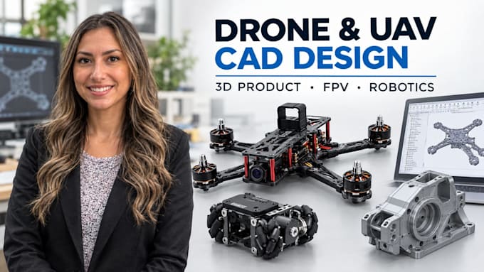 design drone frame cad fpv uav frame prototype 3d  robotics component cad model