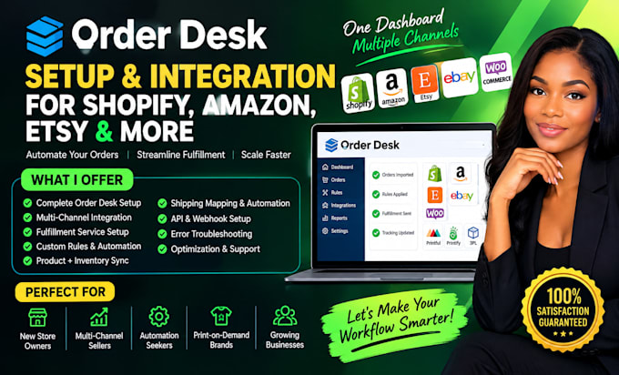 order desk setup and integration for shopify, amazon, etsy, and more