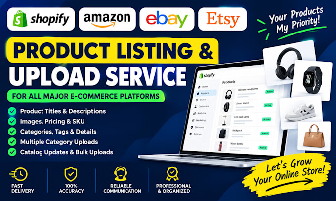 do shopify product listing amazon ebay and etsy product upload