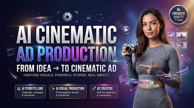create cinematic ai videography, commercial ads and ugc ads