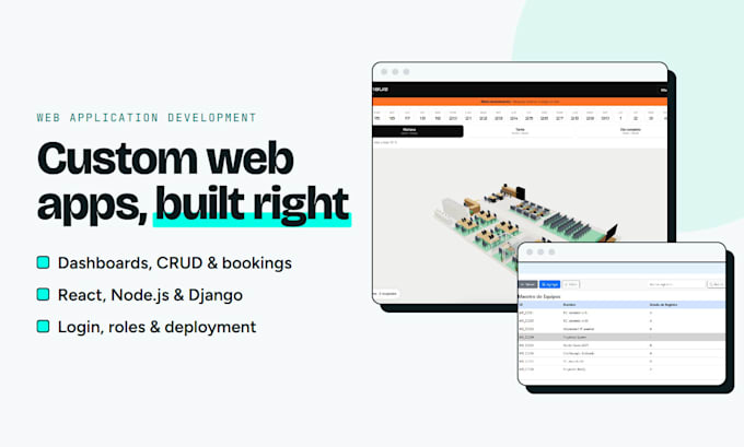 develop a custom web app, dashboard or booking system