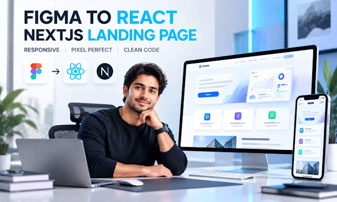 convert figma to responsive react nextjs landing page